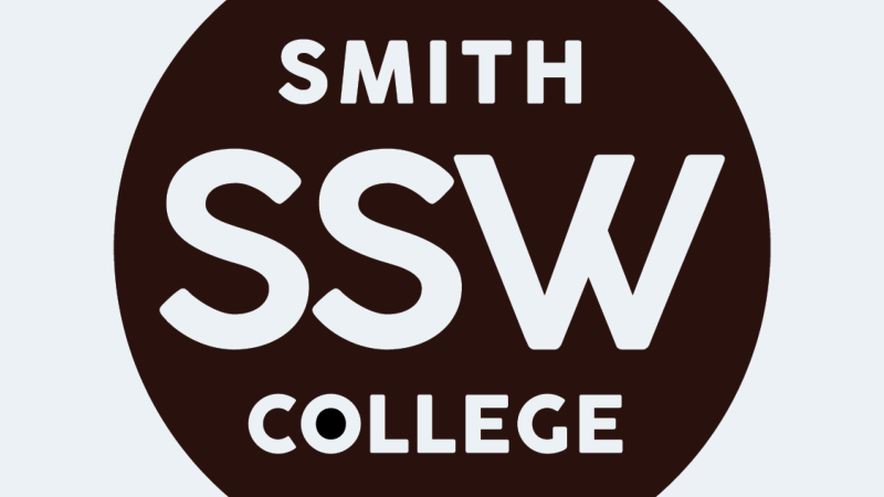 Smith SSW monogram logo in brown reading Smith College SSW