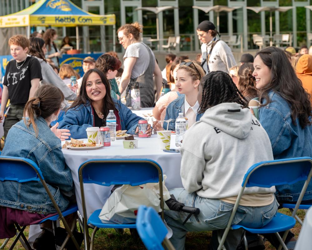 Students connect and converse during the 2025 Opening Ceremony on Chapin Lawn