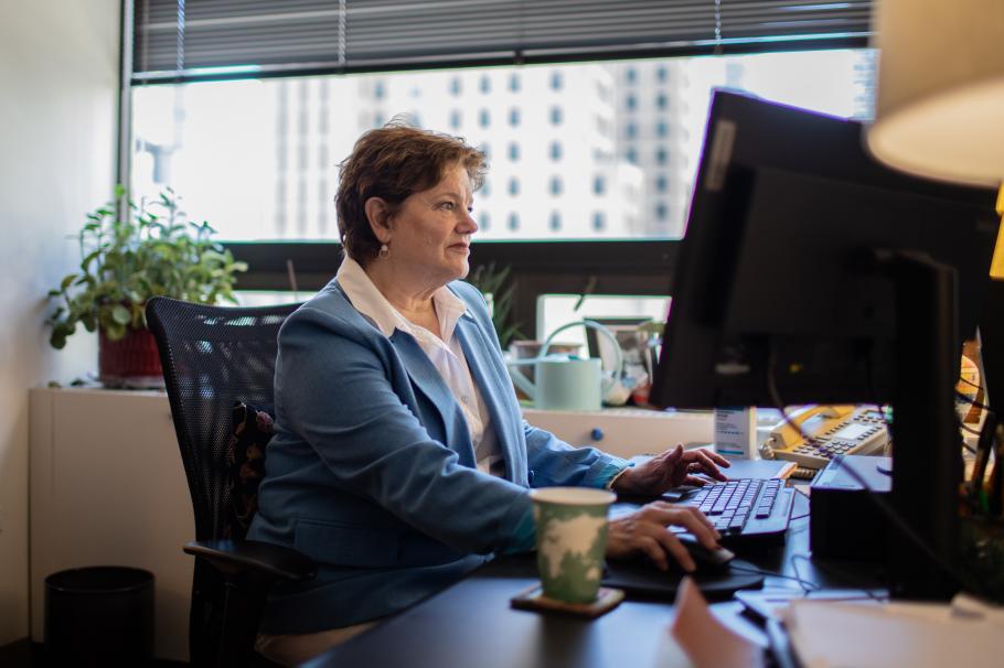 Terry Northcut works in her office at Loyola U.