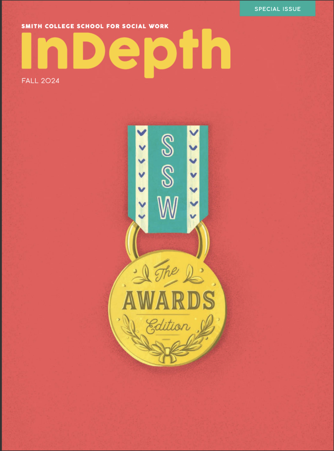 Fall 2024 InDepth Magazine featuring an illustrated gold medal award that reads "SSW The Awards Edition"