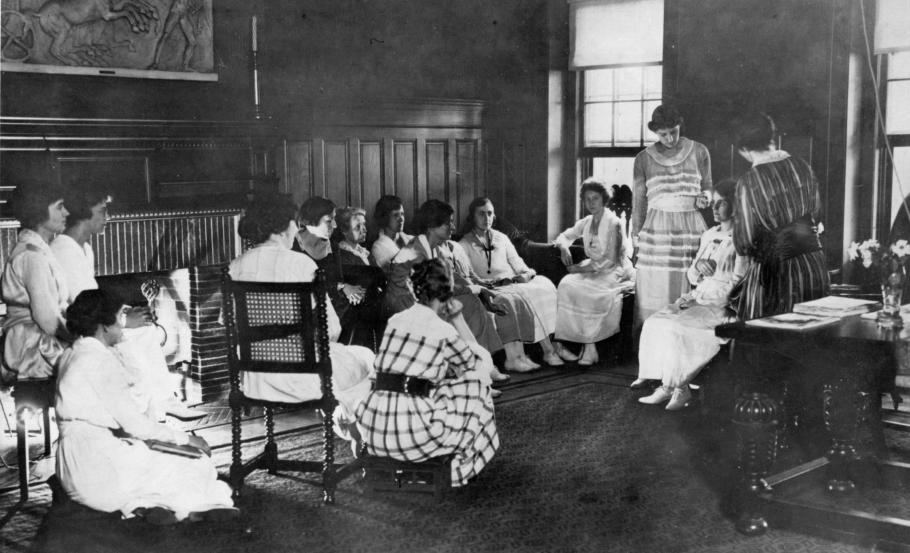 A mock clinic with Mary Jarrett, Smith College School for Social Work, n.d. Photograph by H. Edelstein, College Archives, Digital Image #3612, Smith College, Northampton, MA
