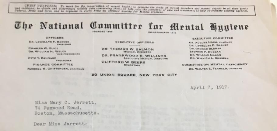 Frankwood Williams to Mary Jarrett, April 7, 1917, MS83 Sophia Smith Collection, Smith College, Northampton, MA.