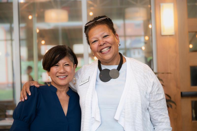 President Willie-LeBreton and Dean Yoshioka smile at the 2024 President's Reception