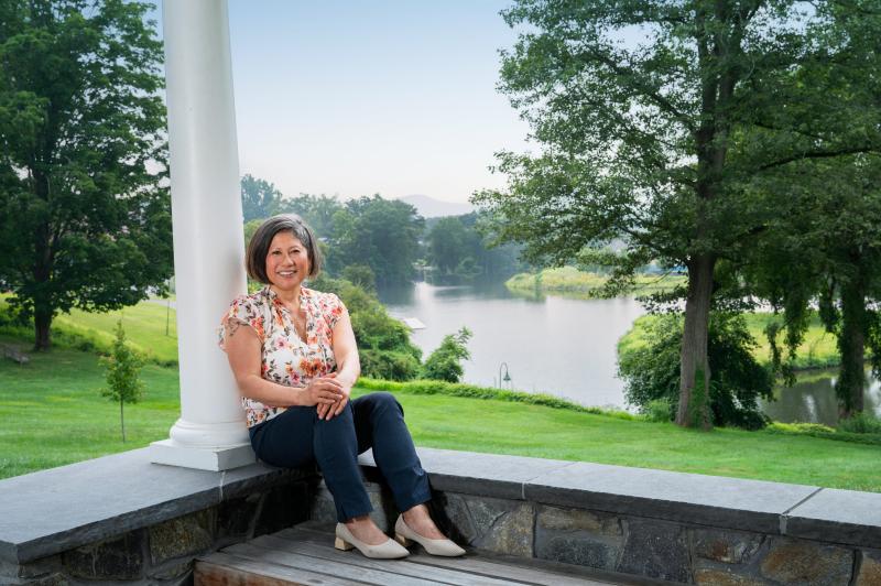 Marianne Yoshioka sits overlooking Paradise Pond