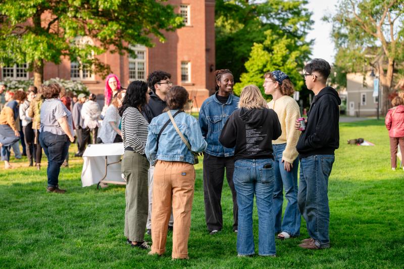 A group of students chats during the 2025 Opening Ceremony