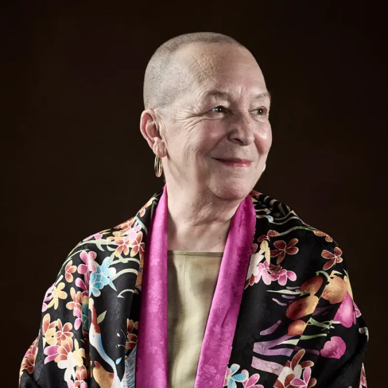 Pearl Cleage wearing silk robe with black behind