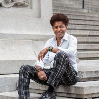 JD Fuller sitting on steps