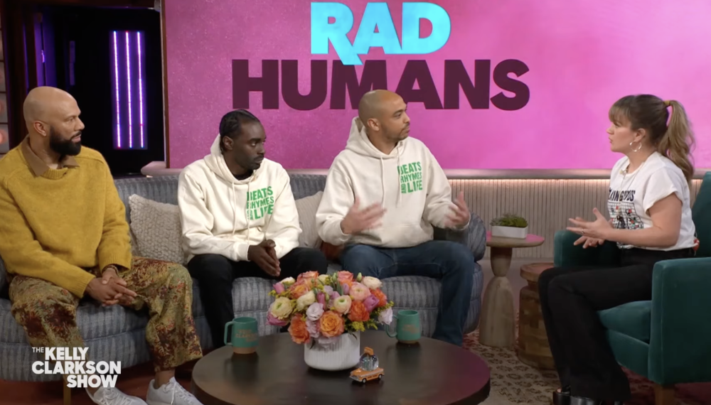 Rob Jackson co-founder of Beats, Rhymes, Life with two SSW alums, Tomas Alvarez and John Gill, speaks on the Kelly Clarkson show with rapper Common. 