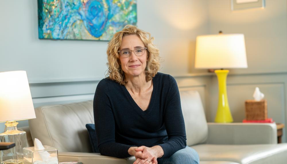 Caroline Russell in her Saratoga Springs office.