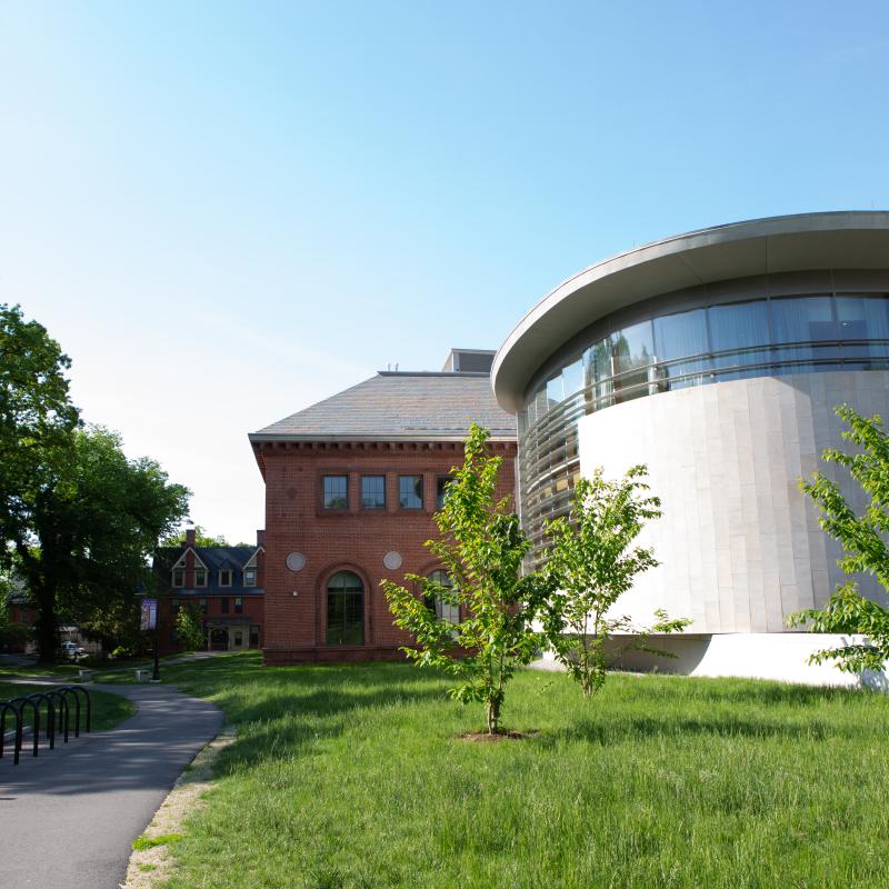 The exterior of Nielson Library and one of its "jewel boxes" on the Smith College campus.