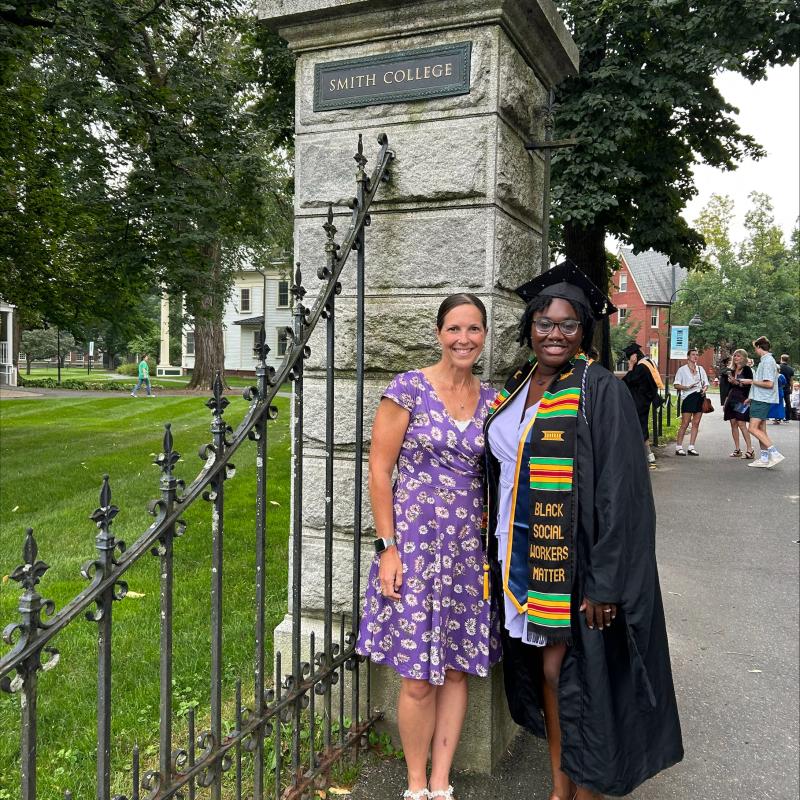 Lynn and Gadria at Gadria's commencement in 2024.