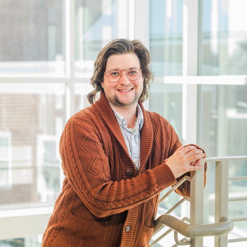 Cyril Slemaker at his placement in the Schacht Center at Smith College